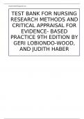 TEST BANK FOR NURSING RESEARCH METHODS AND CRITICAL APPRAISAL FOR EVIDENCE- BASED PRACTICE 9TH EDITION BY GERI LOBIONDO-WOOD&comma; AND JUDITH HABER
