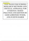TEST BANK FOR NURSING RESEARCH METHODS AND CRITICAL APPRAISAL FOR EVIDENCE- BASED PRACTICE 9TH EDITION BY GERI LOBIONDO-WOOD&comma; AND JUDITH HABER