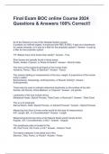 Final Exam BOC online Course 2024 Questions & Answers 100&percnt; Correct&excl;&excl; 