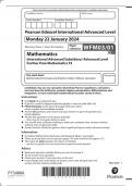 Pearson Edexcel  A-Level  Mathematics Paper 3  Advanced Subsidiary/ Advanced Level Further Pure Mathematics F3 January 2024 Authentic Marking  Scheme Attached