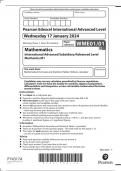 Pearson Edexcel A-Level Mathematics Paper 1 Advanced Subsidiary/Advanced Level Mechanics M1 Authentic Marking Scheme Attached