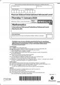 Pearson Edexcel A-Level Mathematics Paper 2 Advanced Subsidiary/Advanced Level Mechanics M2 Authentic Marking Scheme Attached