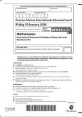Pearson Edexcel A-Level Mathematics Paper 3 Advanced Subsidiary/Advanced Level Mechanics M3 Authentic Marking Scheme Attached