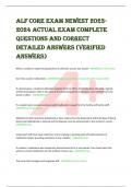 ALF CORE EXAM NEWEST 2023- 2024 ACTUAL EXAM COMPLETE  QUESTIONS AND CORRECT  DETAILED ANSWERS &lpar;VERIFIED  ANSWERS&rpar; 