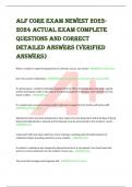 ALF CORE EXAM NEWEST 2023- 2024 ACTUAL EXAM COMPLETE  QUESTIONS AND CORRECT  DETAILED ANSWERS (VERIFIED  ANSWERS) 