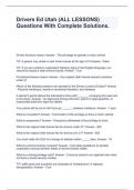 Drivers Ed Utah &lpar;ALL LESSONS&rpar; Questions With Complete Solutions&period;