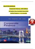 TEST BANK & SOLUTION MANUAL For Corporate Finance, 13th Edition by Stephen Ross, Randolph Westerfield, Verified Chapters 1 - 31, Complete Newest Version