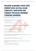 WALKER ALABAMA CIVICS TEST  NEWEST 2024 ACTUAL EXAM  COMPLETE QUESTIONS AND  CORRECT DETAILED ANSWERS  (VERIFIED ANSWERS