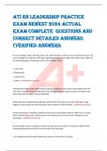 ATI RN LEADERSHIP PRACTICE  EXAM NEWEST 2024 ACTUAL  EXAM COMPLETE QUESTIONS AND  CORRECT DETAILED ANSWERS  (VERIFIED ANSWERS