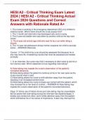 HESI A2 - Critical Thinking Exam Latest  2024 | HESI A2 - Critical Thinking Actual  Exam 2024 Questions and Correct  Answers with Rationale Rated A+