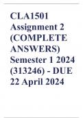 CLA1501 Assignment 2 (COMPLETE ANSWERS) Semester 1 2024 (313246) - DUE 22 April 2024