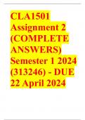 CLA1501 Assignment 2 (COMPLETE ANSWERS) Semester 1 2024 (313246) - DUE 22 April 2024