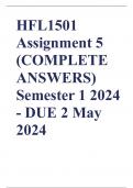 HFL1501 Assignment 5 (COMPLETE ANSWERS) Semester 1 2024 - DUE 2 May 2024