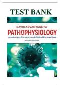 Test Bank for Davis Advantage for Pathophysiology Introductory Concepts and Clinical Perspectives 2nd Edition By Theresa M Capriotti Chapter 1-46 Complete Guide A+