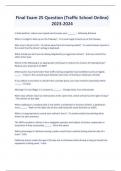 Final Exam 25 Question &lpar;Traffic School Online&rpar; 2023-2024