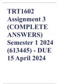 TRT1602 Assignment 3 (COMPLETE ANSWERS) Semester 1 2024 (613445) - DUE 15 April 2024