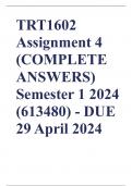 TRT1602 Assignment 4 (COMPLETE ANSWERS) Semester 1 2024 (613480) - DUE 29 April 2024