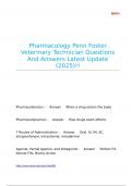 Pharmacology Penn Foster Veterinary Technician Questions And Answers Latest Updates 2025&sol;2026 With Correct Answers 100&percnt; With Complete Solutions Pass Guaranteed &vert; Graded A&plus; &vert;