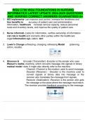 WGU C790 WGU FOUNDATIONS IN NURSING INFORMATICS LATEST UPDATE 2024-2025 QUESTIONS AND VERIFIED CORRECT ANSWERS GUARANTEED A&plus;