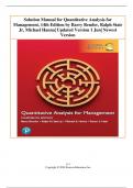 Solution Manual /Test Bank for Quantitative Analysis for Management, 14th Edition by Barry Render, Ralph Stair Jr, Michael Hanna| Updated Version 1 Jun| Newest Version