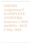 SJD1501 Assignment 5 (COMPLETE ANSWERS) Semester 1 2024 (643092) - DUE 5 May 2024