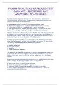 PHARM FINAL EXAM APPROVED TEST BANK WITH QUESTIONS AND ANSWERS 100% VERIFIED