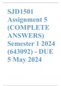 SJD1501 Assignment 5 (COMPLETE ANSWERS) Semester 1 2024 (643092) - DUE 5 May 2024