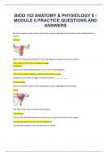 BIOD 152 ANATOMY & PHYSIOLOGY II - MODULE 6 PRACTICE QUESTIONS AND ANSWERS