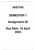 AIS3704 assignment 2 2024(COMPLETE ANSWERS)- DUE 19 APRIL 2024 -Applied Research Methodolgy