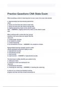 Practice Questions CNA State Exam Questions and Answers 2024( A+ GRADED 100% VERIFIED).