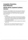 Complete Chemistry ELECTROLYSIS IGCSE NOTES 