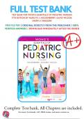 TEST BANK Wong's Essentials of Pediatric Nursing 11th Edition by Marilyn J. Hockenberry - All Chapter (1-31)|Complete Guide A+