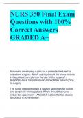 NURS 350 Final Exam Questions with 100% Correct Answers GRADED A+