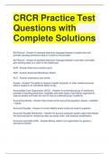 CRCR Practice Test Questions with Complete Solutions