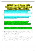 BIO242 Exam 2 Spring 2024 ACCURATE AND COMPREHENSIVE QUESTIONS AND ANSWERS