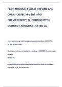 PEDS MODULE 3 EXAM (INFANT AND  CHILD DEVELOPMENT AND  PREMATURITY ) QUESTIONS WITH  CORRECT ANSWERS .RATED A+