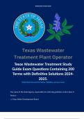 Texas Wastewater Treatment Study Guide Exam Questions Containing 200 Terms with Definitive Solutions 2024-2025.