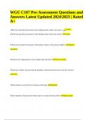 WGU C107 Pre-Assessment Questions and Answers Latest Updated  &vert; WGU C107 Exam Questions and Answers &vert; WGU C107 Physiology&colon; Exam Questions and Answers Latest Update & WGU C107 Practice Exam Questions and Answers Latest Updated 2024&sol;2025 Scored A&plus;