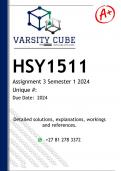 HSY1511 Assignment 3 (DETAILED ANSWERS) Semester 1 2024 - DISTINCTION GUARANTEED