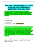 NUR 190 Final Exam LATEST 2024 UPDATED COMPREHENSIVE QUESTIONS AND ANSWERS