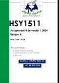 HSY1511 Assignment 4 (QUALITY ANSWERS) Semester 1 2024