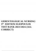 TEST BANK FOR GERENTOLOGICAL NURSING 9TH EDITION ELIOPOULOS