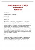 Medical-Surgical LPN/RN Assessment 1ShiftKey | Answered and Graded A+ Latest 2024 