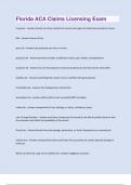 Florida ACA Claims Licensing Exam Questions With 100&percnt; Correct Answers&period;