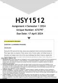 HSY1512 Assignment 4 (ANSWERS) Semester 1 2024 - DISTINCTION GUARANTEED