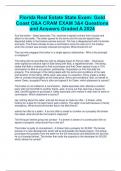 Florida Real Estate State Exam: Gold Coast Q&A CRAM EXAM 3&4 Questions and Answers Graded A 2024