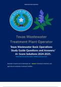 Texas Wastewater Basic Operations Study Guide Questions and Answers/ A+ Score Solutions 2024-2025. 