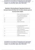Test Bank For Essentials of Nursing Research Appraising Evidence for Nursing Practice 9th Edition Denise Polit Chapter 1-18 with 100% Q&A 2024 UPDATED.