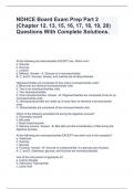 NDHCE Board Exam Prep Part 2 &lpar;Chapter 12&comma; 13&comma; 15&comma; 16&comma; 17&comma; 18&comma; 19&comma; 20&rpar; Questions With Complete Solutions&period;