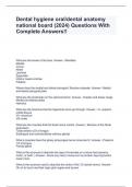 Dental hygiene oral&sol;dental anatomy national board &lpar;2024&rpar; Questions With Complete Answers&excl;&excl;